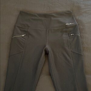 Eddie Bauer Black Trail Tight High-Waisted Leggings with Zippered Pockets-M